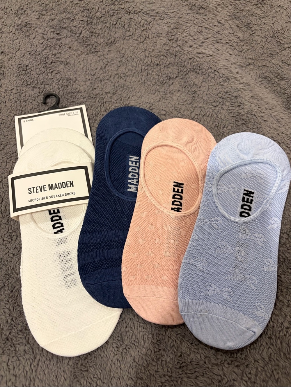 Steve Madden No-Show Liner Socks - White, Navy, Pink, Light Blue